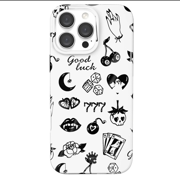 NWOT Velvet Caviar Good Luck iPhone 16 Pro Max Case & Grip Ring Tattoo Art New - Picture 3 of 11